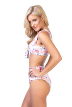 Load image into Gallery viewer, Floral print and striped pattern bikini