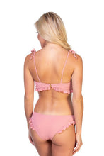 Load image into Gallery viewer, SOLID RIBBED PINK RUFFLED BIKINI SET