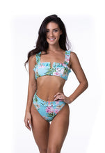 Load image into Gallery viewer, MINT TROPICAL FLORAL BIKINI SET