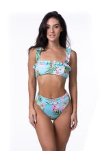 Load image into Gallery viewer, MINT TROPICAL FLORAL BIKINI SET