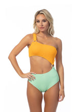 Load image into Gallery viewer, TEXTURED TWO TONE ONE SHOULDER ONE PIECE