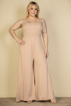 Load image into Gallery viewer, Plus Size Button Front Wide Leg Jumpsuit