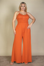 Load image into Gallery viewer, Plus Size Button Front Wide Leg Jumpsuit