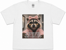 Load image into Gallery viewer, Funny Back to School Raccoon T-Shirt | Glow Up Meme Graphic Tee