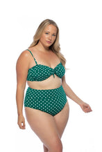 Load image into Gallery viewer, GREEN POLKA DOT HIGH WAIST BIKINI SET