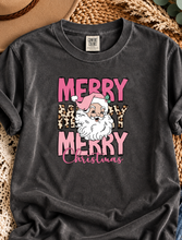 Load image into Gallery viewer, Pink Santa Christmas Graphic Tee | Leopard Holiday Shirt