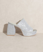 Load image into Gallery viewer, CRYSTAL-RHINESTONE PLATFORM SLIDE HIGH HEEL