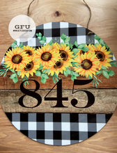 Load image into Gallery viewer, Custom Plaid Sunflower Door Hanger