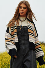 Load image into Gallery viewer, Chunky Knit Multi-Striped Open Sweater Cardigan
