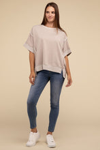 Load image into Gallery viewer, Contrast Trim Top Stitching Drop Shoulder Top
