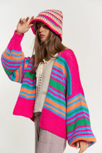 Load image into Gallery viewer, Chunky Knit Multi-Striped Open Sweater Cardigan
