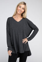 Load image into Gallery viewer, Dolman Long Sleeve V-Neck Side Slit Hi-Low Hem Top
