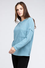 Load image into Gallery viewer, Ribbed Brushed Melange Hacci Sweater with a Pocket
