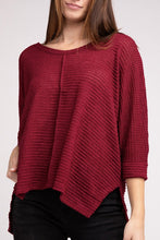 Load image into Gallery viewer, 3/4 Sleeve V-Neck Hi-Low Hem Jacquard Sweater
