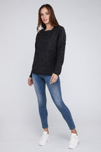 Load image into Gallery viewer, Ribbed Brushed Melange Hacci Sweater with a Pocket
