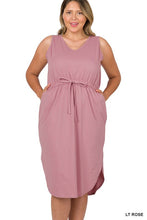 Load image into Gallery viewer, Plus Drawstring Waist Curved Hem Dress
