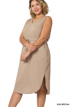 Load image into Gallery viewer, Plus Drawstring Waist Curved Hem Dress
