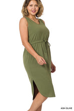 Load image into Gallery viewer, Plus Drawstring Waist Curved Hem Dress
