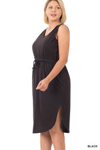 Load image into Gallery viewer, Plus Drawstring Waist Curved Hem Dress
