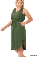 Load image into Gallery viewer, Plus Drawstring Waist Curved Hem Dress
