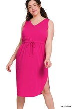 Load image into Gallery viewer, Plus Drawstring Waist Curved Hem Dress
