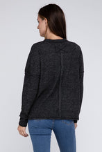 Load image into Gallery viewer, Ribbed Brushed Melange Hacci Sweater with a Pocket
