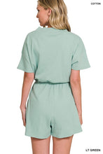 Load image into Gallery viewer, Drop Shoulder V-Neck Romper with Pockets
