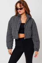 Load image into Gallery viewer, Tweed Crop Puffer Jacket
