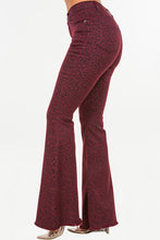 Load image into Gallery viewer, Leopard Print Bell Bottom Jean in Burgundy
