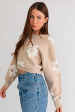 Load image into Gallery viewer, Long Sleeve Crop Sweater with Daisy Pattern
