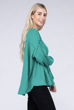 Load image into Gallery viewer, Double Gauze Oversized 3/4 Button Henley Neck Top
