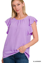 Load image into Gallery viewer, Woven Bubble Airflow Flutter Sleeve Top
