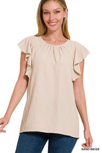 Load image into Gallery viewer, Woven Bubble Airflow Flutter Sleeve Top
