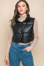 Load image into Gallery viewer, Faux Leather puffer West With Snap Button
