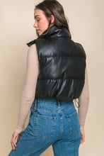 Load image into Gallery viewer, Faux Leather puffer West With Snap Button
