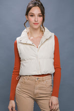 Load image into Gallery viewer, Faux Leather puffer West With Snap Button
