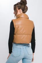 Load image into Gallery viewer, Faux Leather puffer West With Snap Button
