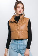 Load image into Gallery viewer, Faux Leather puffer West With Snap Button
