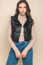 Load image into Gallery viewer, Faux Leather puffer West With Snap Button
