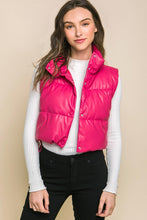 Load image into Gallery viewer, Faux Leather puffer West With Snap Button
