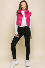 Load image into Gallery viewer, Faux Leather puffer West With Snap Button

