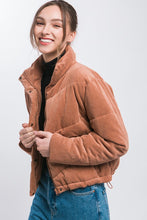 Load image into Gallery viewer, Corduroy Puffer Jacket with Toggle Detail
