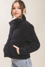 Load image into Gallery viewer, Corduroy Puffer Jacket with Toggle Detail

