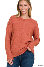 Load image into Gallery viewer, Melange Hi-Low Hem Round Neck Sweater
