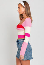 Load image into Gallery viewer, Long Sleeve Color Block Stripe Knit Top
