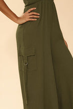 Load image into Gallery viewer, Smocked wide leg cargo jumpsuit
