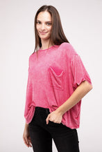 Load image into Gallery viewer, Washed Ribbed Cuffed Short Sleeve Round Neck Top
