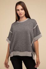 Load image into Gallery viewer, Contrast Trim Top Stitching Drop Shoulder Top
