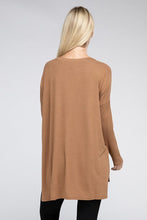 Load image into Gallery viewer, Dolman Long Sleeve V-Neck Side Slit Hi-Low Hem Top
