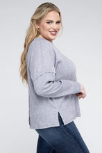 Load image into Gallery viewer, Plus Ribbed Brushed Melange Hacci Sweater
